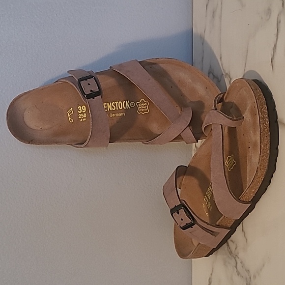 Birkenstock Mayari Taupe Tan Leather Thong Strappy Sandals W8 M6 Boho Casual - Picture 2 of 12